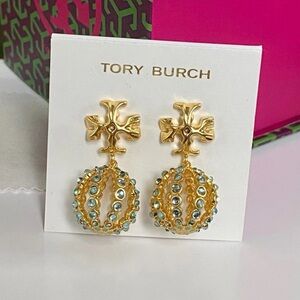Tory Burch Gold and White Earrings